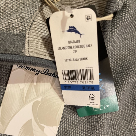 Tommy Bahama Island Zone Coolside Half Zip XLT Big And Tall Bala Shark Gray - Picture 7 of 10